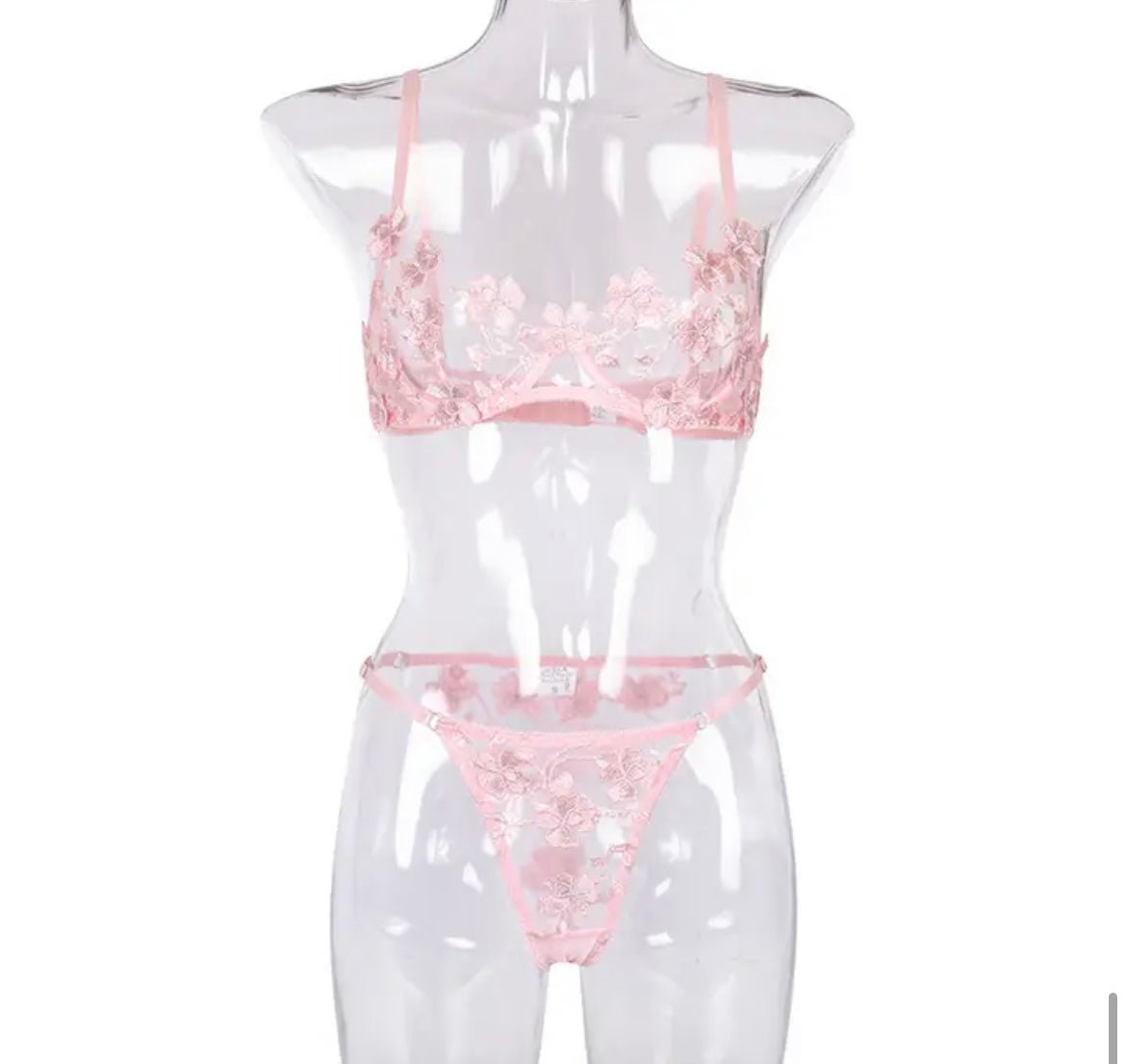 pink lingerie embroidered