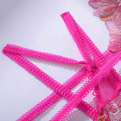 Pink Lingerie Set Floral Embroidery - Self Care Shop