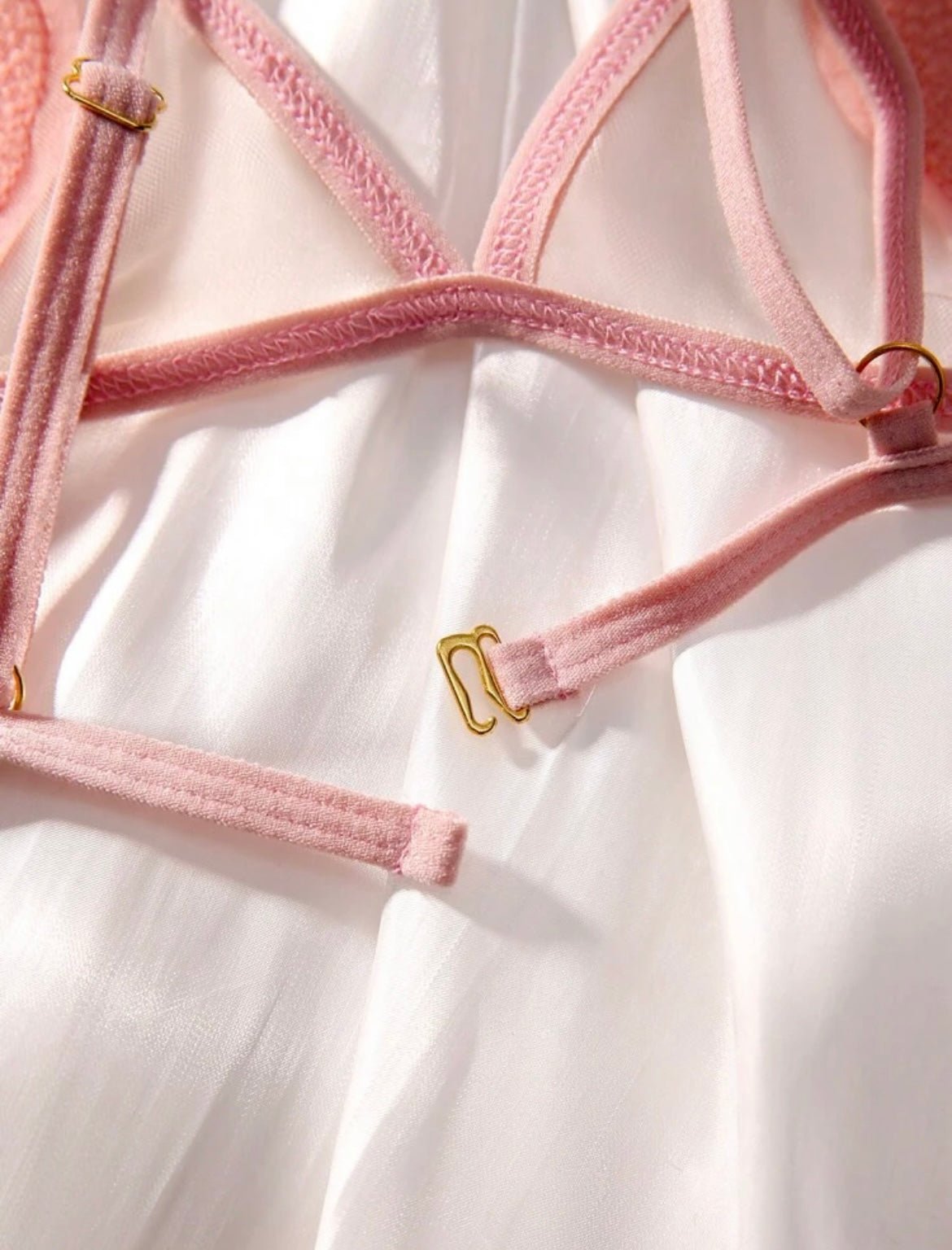 Pink Lingerie Set Heart Embroidered - Self Care Shop