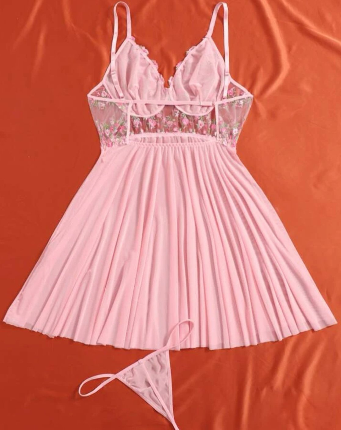Plus Size Lingerie Pink Embroidered Set - Self Care Shop