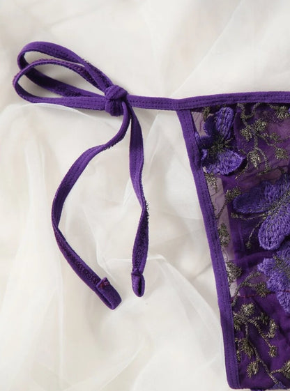 Purple Lingerie Set Butterfly Mesh - Self Care Shop