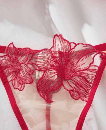 Red Lingerie Set Embroidered - Self Care Shop