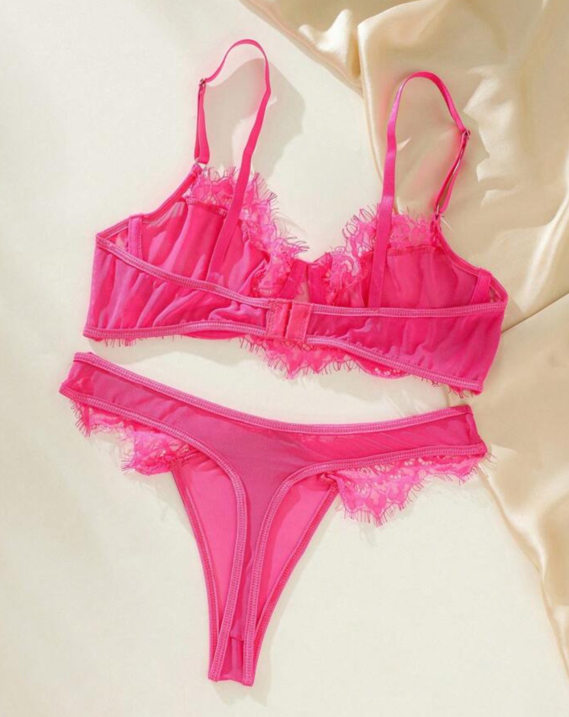 Sexy Lingerie Pink Silk Set - Self Care Shop