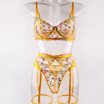 yellow floral lingerie